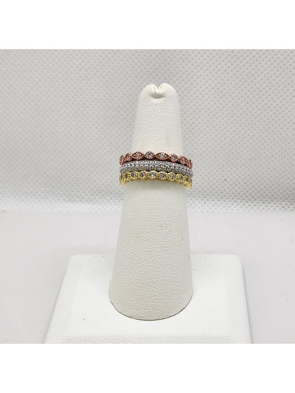 Brand New Sterling Silver 925 Tri Color 3pcs Ring